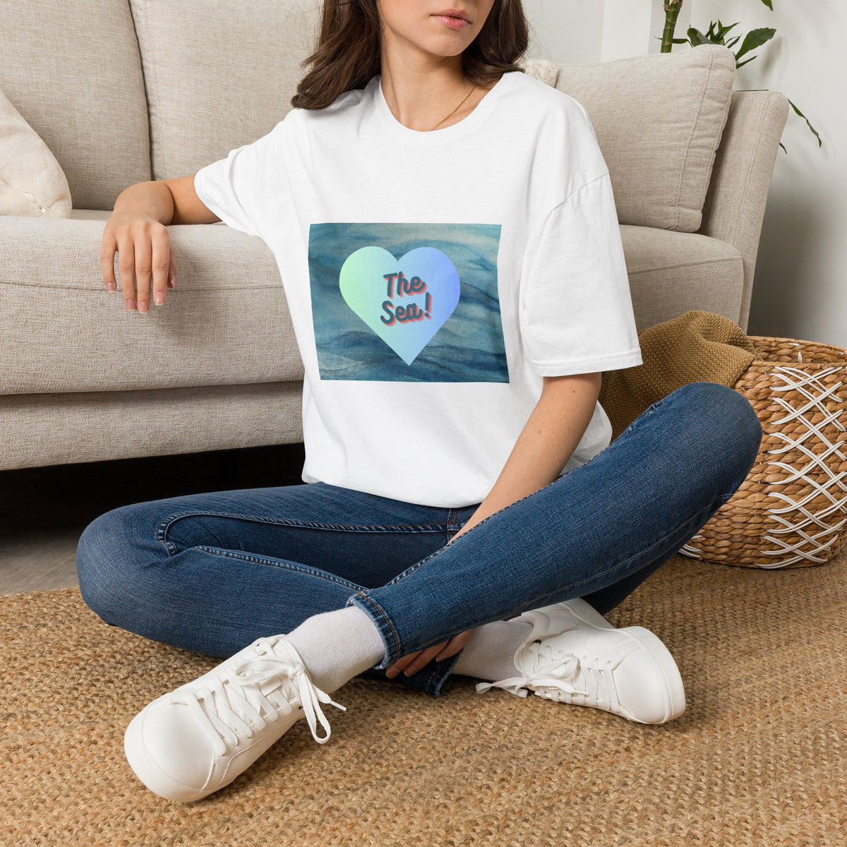 Wave Design + I ❤️ the sea Unisex (original design Jenifergcreates) Softstyle T-Shirt