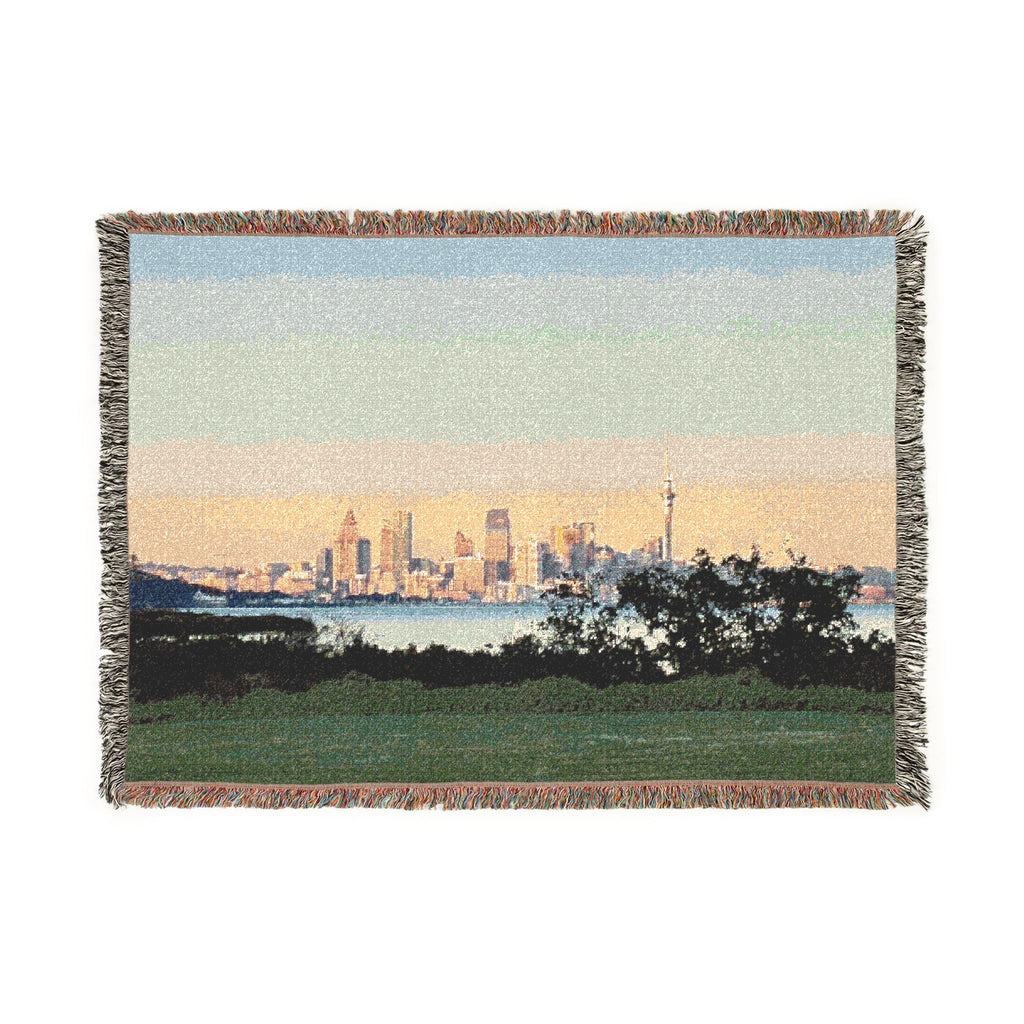 Aucklsnd City morning scape (original photograph Jenifergcreates) Woven Blanket