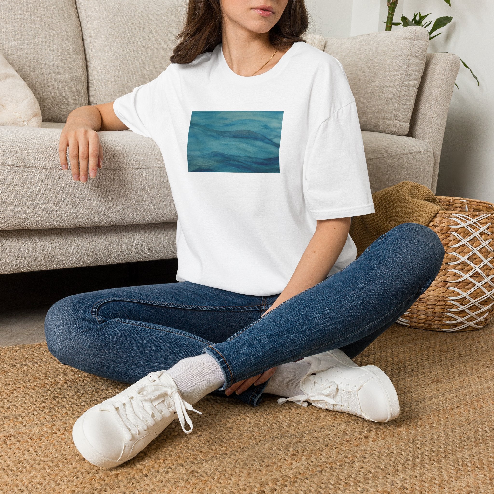 Wave Design (original design watercolour Jenifergcreates) Unisex Softstyle T-Shirt